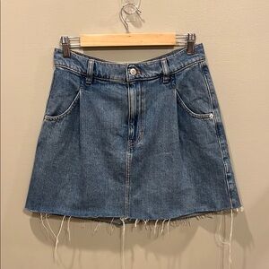 We The Free Blue Denim Mini Jean Skirt